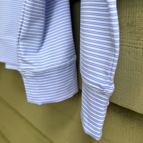 J.McLaughlin Men’s XL Quarter-Zip Pullover Blue White Stripe NWT $138 - Picture 2 of 7